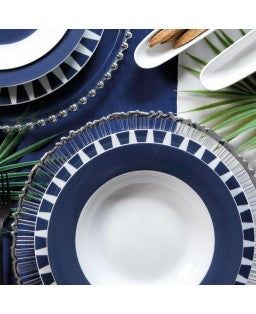 Fade Set 18 piatti servizio per 6 in porcellana grigio/blu "Geometric"