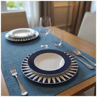 Fade Set 18 piatti servizio per 6 in porcellana grigio/blu "Geometric"